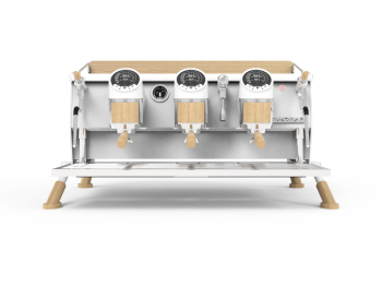 Sanremo Cafe Racer White & Wood 3Group – Stunning 3-Group Espresso Machine for Specialty Cafés