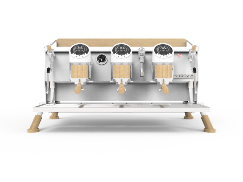 Sanremo Cafe Racer White & Wood 3Group – Stunning 3-Group Espresso Machine for Specialty Cafés