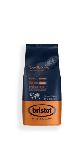 Bristot Espresso Decaf Beans – Rich Caffeine-Free Espresso Blend with Milk Chocolate Notes