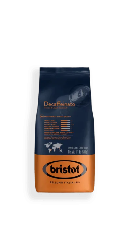 Bristot Espresso Decaf Beans – Rich Caffeine-Free Espresso Blend with Milk Chocolate Notes
