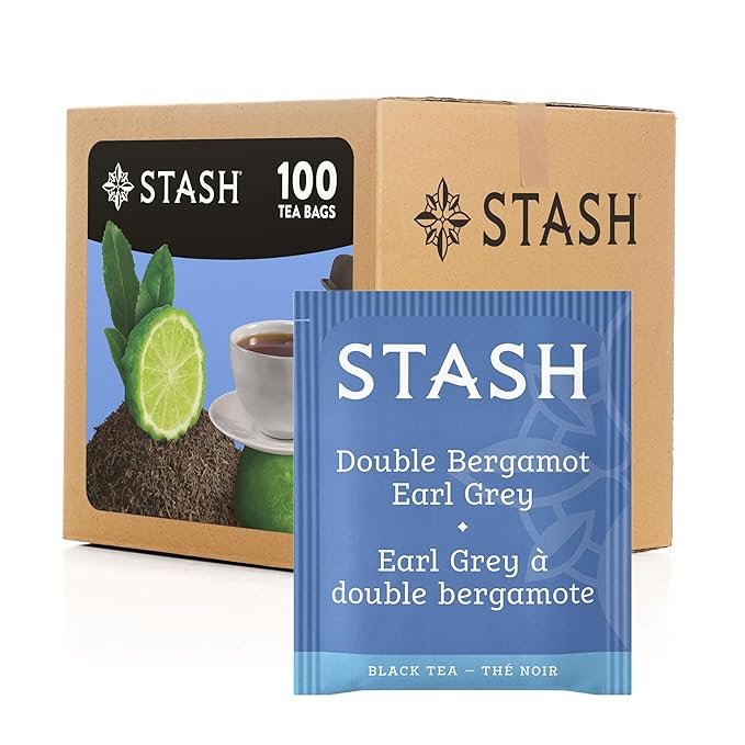 Stash Tea Double Bergamot Earl Grey Black Tea, Box of 100 Tea Bags